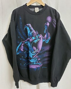 Vintage-1986-Warner-Bros-Magical-Taz-Black-Crew-Sweatshirt-sz-MEDIUM-Made-in-USA
