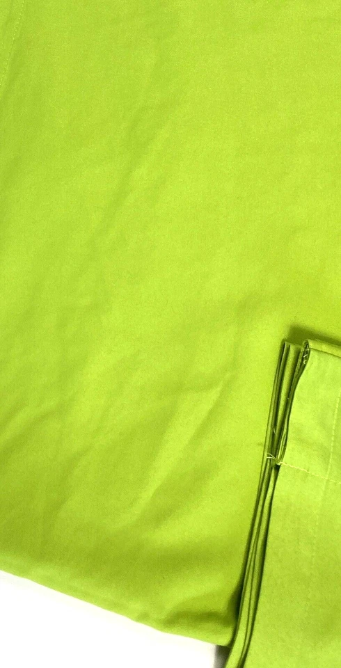 90s Vintage Lime Green Curtains Pair Neon Panels Drapes 84 Bright Long Y2K - Image 3 of 4