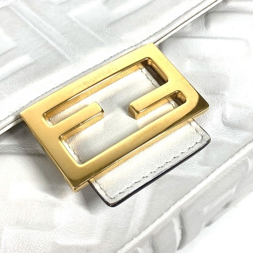 FENDI 8BR600 Zucca Mamma Baguette Shoulder 2WAY Bag Shoulder Bag Leather White - Picture 11 of 17