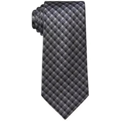 Michael Kors Men's Classic Tight Gingham Tie - Grey - Picture 1 of 1