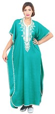 Moroccan Caftan Women kaftan Abaya Beach Cover Summer Long Dress Cotton Green
