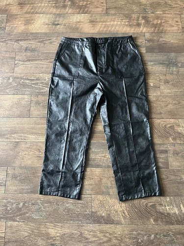 CIDER Faux Leather Black Pants Womens Size 2XL Plus - Pockets Wide Leg