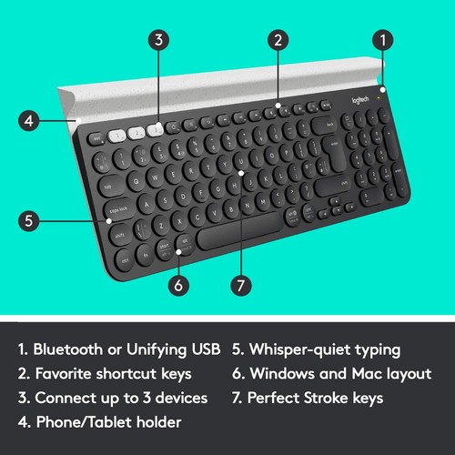 Logitech K780 Multi-Device Wireless Keyboard for Computer - OPEN BOX - Picture 8 of 10