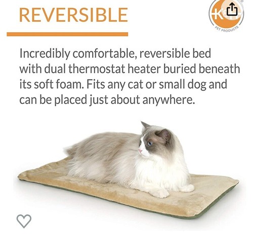 K&H Pet Products 3291 Thermo Kitty Mat Mocha 12.5 x 25 x 0.5 inch New - Picture 2 of 10