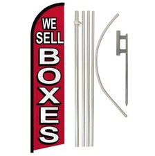 We Sell Boxes Full Curve Windless Swooper Flag  Pole Kit Moving Supplies RED