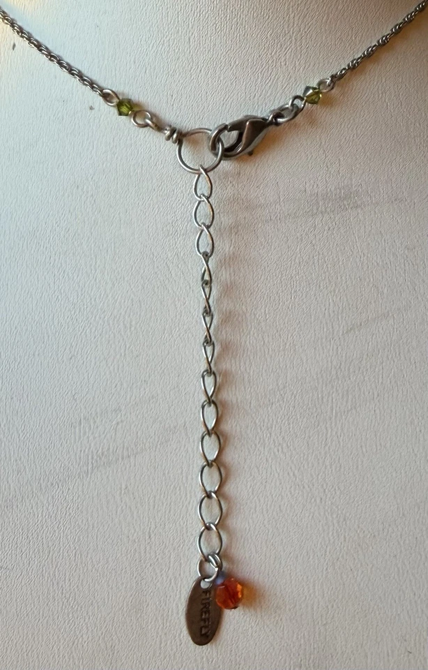 Collar Cristal Luciérnaga ~ Luneta Multicolor ~ Mosaico ~ Colgante Gota Ajustable Foto 4 de 4