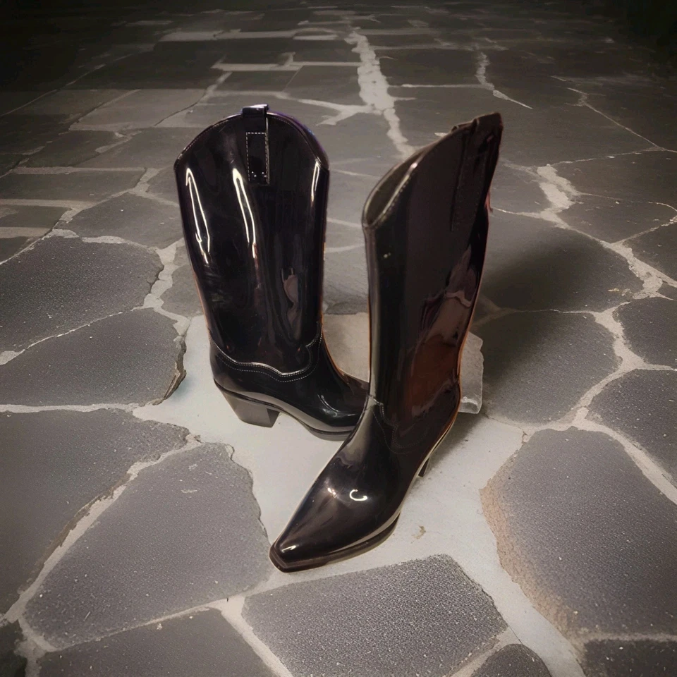 Botas de agua/lluvia Steve Madden para mujer talla 8 punta puntiaguda negras elegantes  Foto 3 de 4