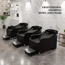 Shampoo Backwash Chair Porcelain Shampoo Sink, Hair Washing Station Shampoo Unit