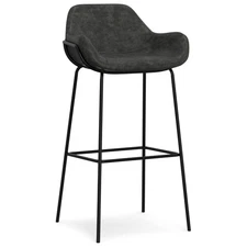 SIMPLIHOME Mira Bar Stools (Set of 2) 30 inch Seat Height Upholstered Metal Bar