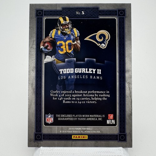 2016 Panini Quest Materials Prime /199 Todd Gurley II #5 Rams - Picture 2 of 2