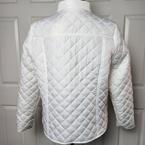 Kim Rogers Petite XL White Quilted PufferJacket Equestrian Classic Zip Coat - Picture 4 of 12