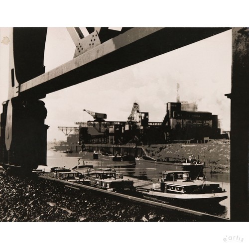 HORST THORAU FOTOGRAFIE MAGDEBURG HAFEN ELBE LASTKAHN DDR INDUSTRIE VP: 150€*