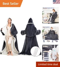 Electric Wearable Throw Blanket with Foot Pocket & Hood