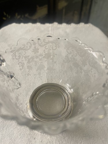 VTG Cambridge Chantilly Etched Sugar Bowl Only With A Sterling Silver Base - Picture 4 of 6