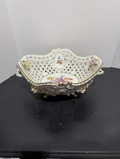 19th Century Meissen XL Flower Encrusted Basket 15”