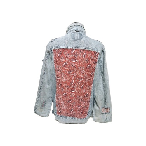 Rue 21 Denim Distressed Jean Jacket Unisex Size LARGE - Picture 5 of 10