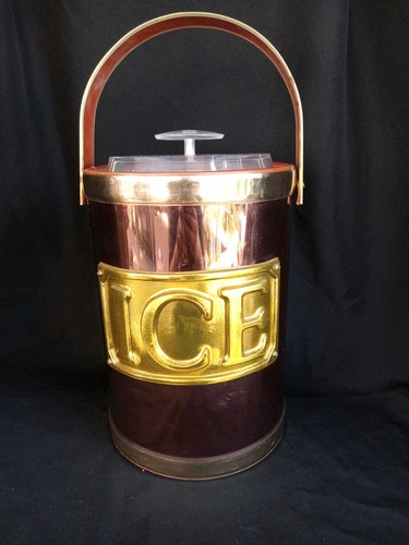 VINTAGE MID CENTURY MODERN MCM GEORGES BRIARD ICE BUCKET w HANDLE & LUCITE LID - Picture 16 of 16