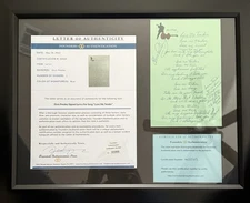 Elvis Presley Love Me Tender Hand Signed Song Lyrics Sheet Rare COA And  G3D