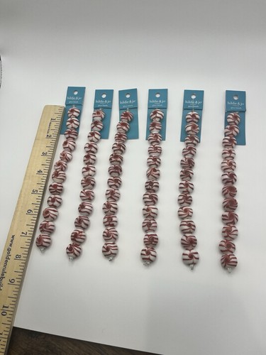 Glass Bracelet Beads Lot, Set Of 6 Strings, Jewelry Making, Red And White