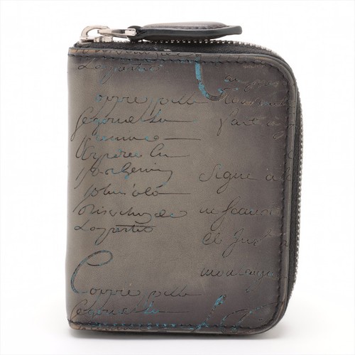 Monedero Berluti de cuero caligrafía gris