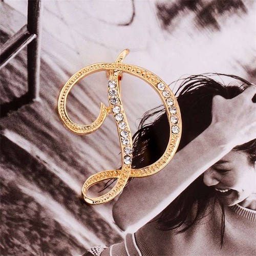 Diamant Nieten Brosche Neu Personalisiert 26 Gold Englisches Alphabet Brosche - Bild 3 von 46