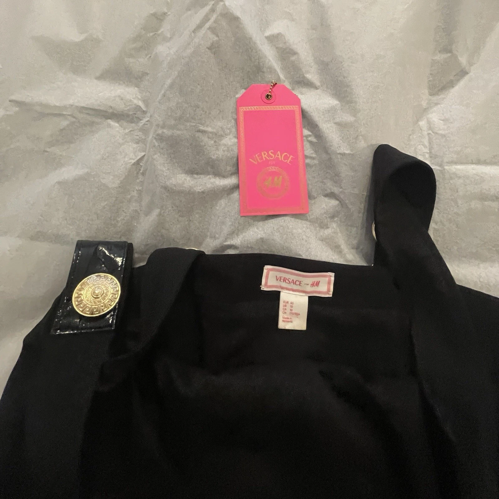 VERSACE FOR H&M ABITO BONDAGE IN SETA NERO TAGLIA S