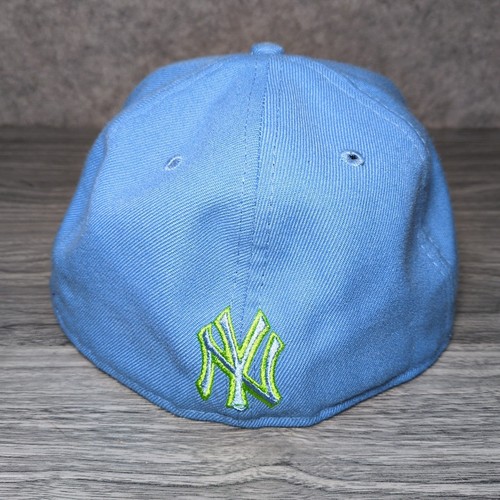 New York Yankees New Era 59Fifty Cap MLB Light Blue 7 1/2 Rare Big Logo Flat - Picture 5 of 9