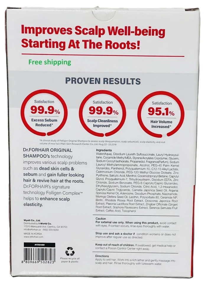 Dr. FORHAIR Folligen Original Shampoo, 2 Pack 25.36 fl oz (750ml x 2) - Image 3 of 4