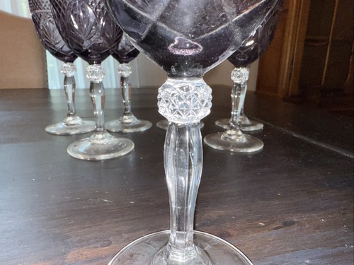 Antique Amethyst By Cristal D'arques Durand Water Goblets Set Of 7 - Picture 4 of 5