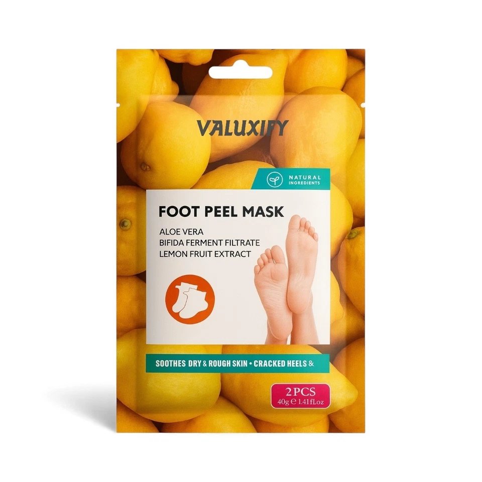 Triple Pack Lemon Foot Peel Masks | Deep Exfoliating Socks | Soft Smooth Feet - Image 2 of 4