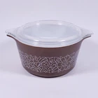 Vintage PYREX 473-B Woodland Brown Glass Cinderella CASSEROLE DISH WITH LID