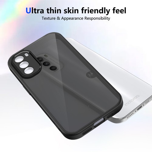 For Motorola Moto G82, Matte Semi-transparent Black Hybrid Shockproof Cover Case - 第 3/9 張圖片
