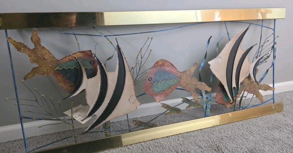 Vintage Curtis Jere Fish Aquarium Metal Wall Art Sculpture MCM Signed 1993 - Image 2 of 4