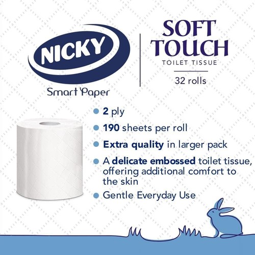 Nicky Soft Touch Toilettenpapier Extra Vorteilspackung - 32 Rollen extra sanftes Weiß - Bild 4 von 5