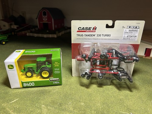 1/64 Ertl John Deere 8400 w/ Duals Prestige Tractor & Case IH 330 Turbo Disk - Picture 1 of 7