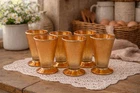 Vintage Jeannette Marigold Crackle Carnival Glass Set of 6 Vintage Kitchen Decor