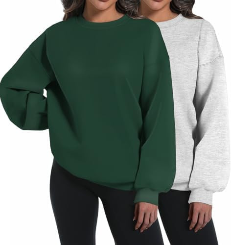 2 Pack Women's Oversized Hoodies - Winter Pullover Crewneck Long Sleeve Tops - Picture 2 of 18