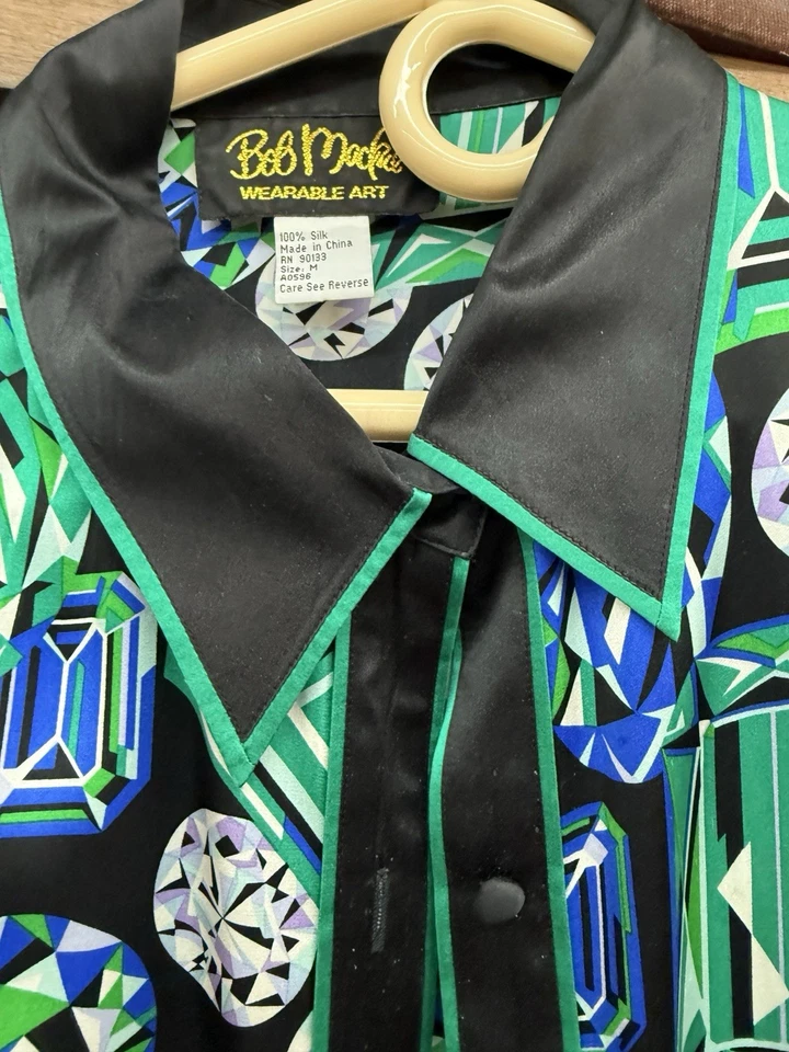 Lote De 2 Talla MEDIANA Bob Mackie - Botones - Diamante Azul Y Rosa - RARO - SEDA Foto 3 de 4