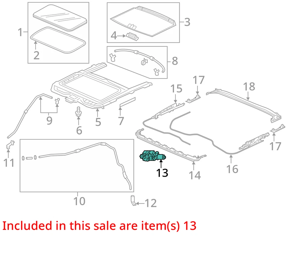 适用于 2019 - 2025 年本田 PASSPORT 太阳屋顶电机 6004SA0018 原始设备制造商已测试 — 第 4/4 张图片