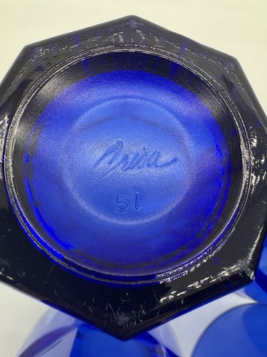 4-Vintage Libbey Crisa Cobalt Blue Glass 8 Paneled 4" Tumbler Glasses - Picture 10 of 10