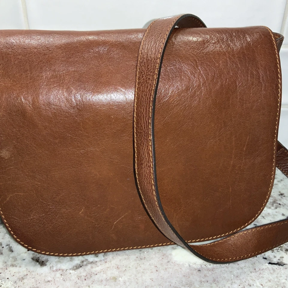 Сумка через плечо Floto натуральная кожа коричневая сделано в Италии классическая богемная - Изображение 2 из 4