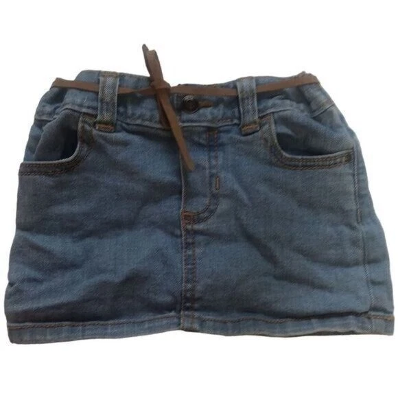 Niñas Falda Denim Mini Falda con Cinturón, Falda Jean, Informal, Linda Foto 3 de 4