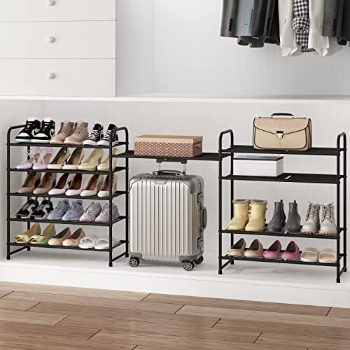 Stackable Shoe Rack, Expandable & Adjustable Shoe Organizer 5-Tier Black - Bild 6 von 6
