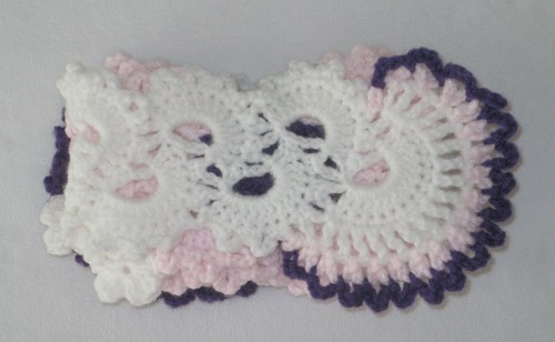 Handarbeit gehäkelt Königin ANNE Schmetterling weiche Spitze Damen Schal violett hellrosa - Bild 5 von 7