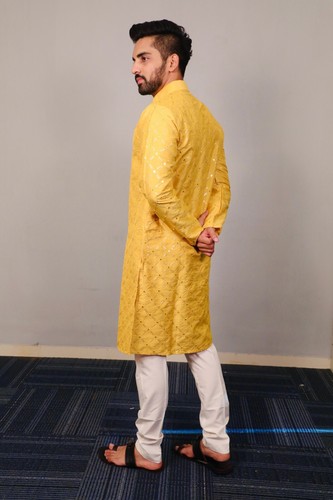 Men Kurta Set Pakistani Kurta Pyjama Indian Suits Sherwani Wedding Party Groom L - Bild 65 von 66