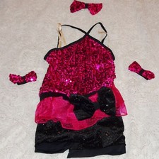  Dance Costume - Girls Large Child - NEW- Jazz Tap Costumes - Lipstick Pink