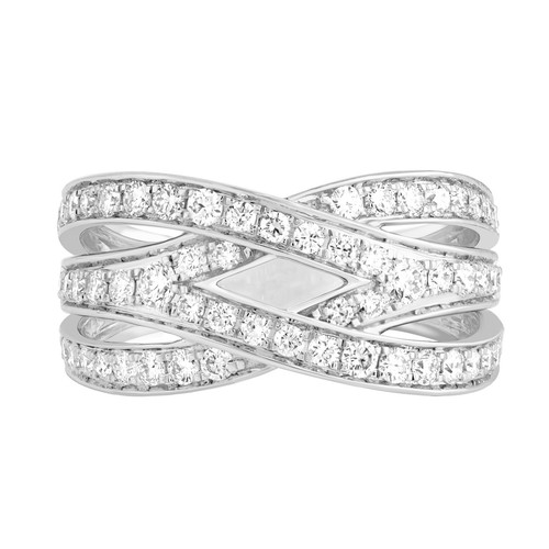 1.00Ct Round Cut Lab Grown VS/FG Diamond Crossover Wedding Band 10K White Gold - Picture 4 of 11
