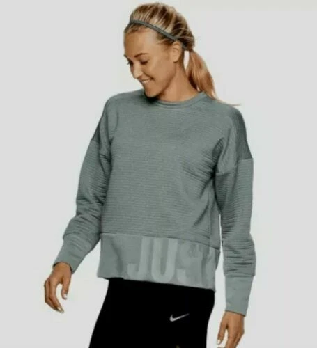 Nike Women's Dry Training Double Knit Crew Neck Pullover AH8982 Grey Size Medium