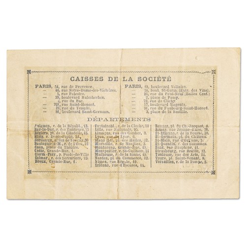 France - billet 2 francs 1871 - Société Générale Paris - TTB+ - JER.75.02B - Imagen 2 de 2