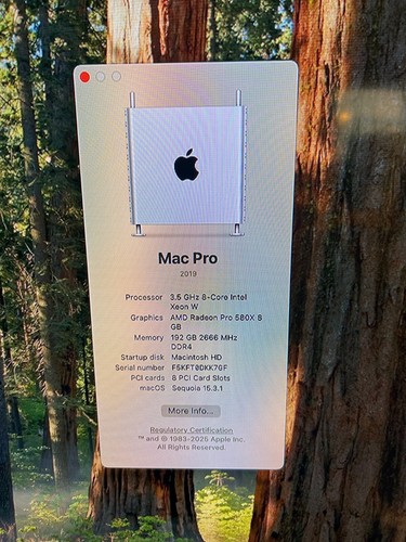 2019 Mac Pro 3.2GHz Intel Xeon W 8 Core 192GB RAM - 250GB - Radeon Pro 580X 8GB - Picture 8 of 9